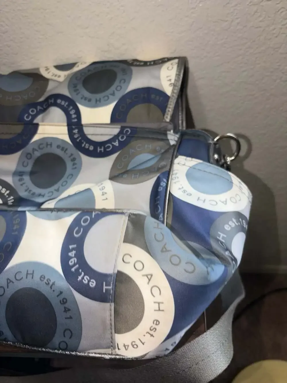 Coach Signature Snaphead F18377 Blue Diaper Messenger Bag